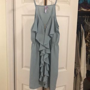 Ruffle front zipper dress